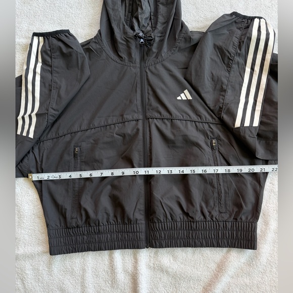 Adidas Cropped Hooded Jacket with White Stripes - Picture 3 of 7